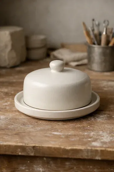 Set of ceramic cups with gold glaze